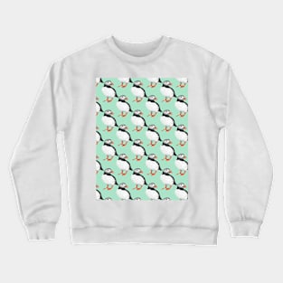 Puffin pattern light green background Crewneck Sweatshirt